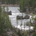 Volcanic rocks left in the river